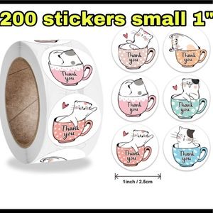 200 thank you cat stickers small 1”